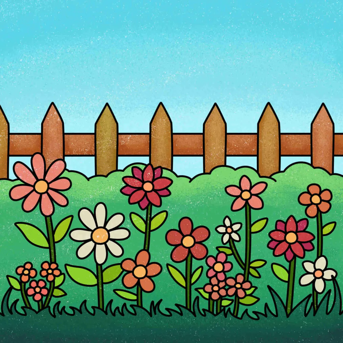 How to Draw a Flower Garden