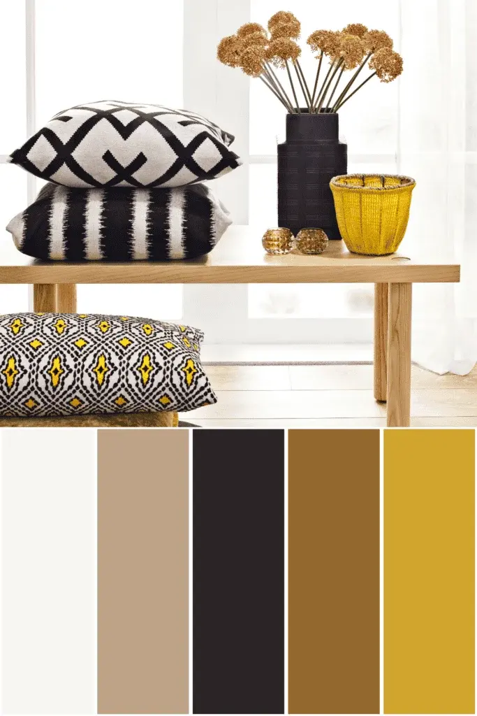 Mustard Yellow Color Palette with Hex Codes and Paint Colors