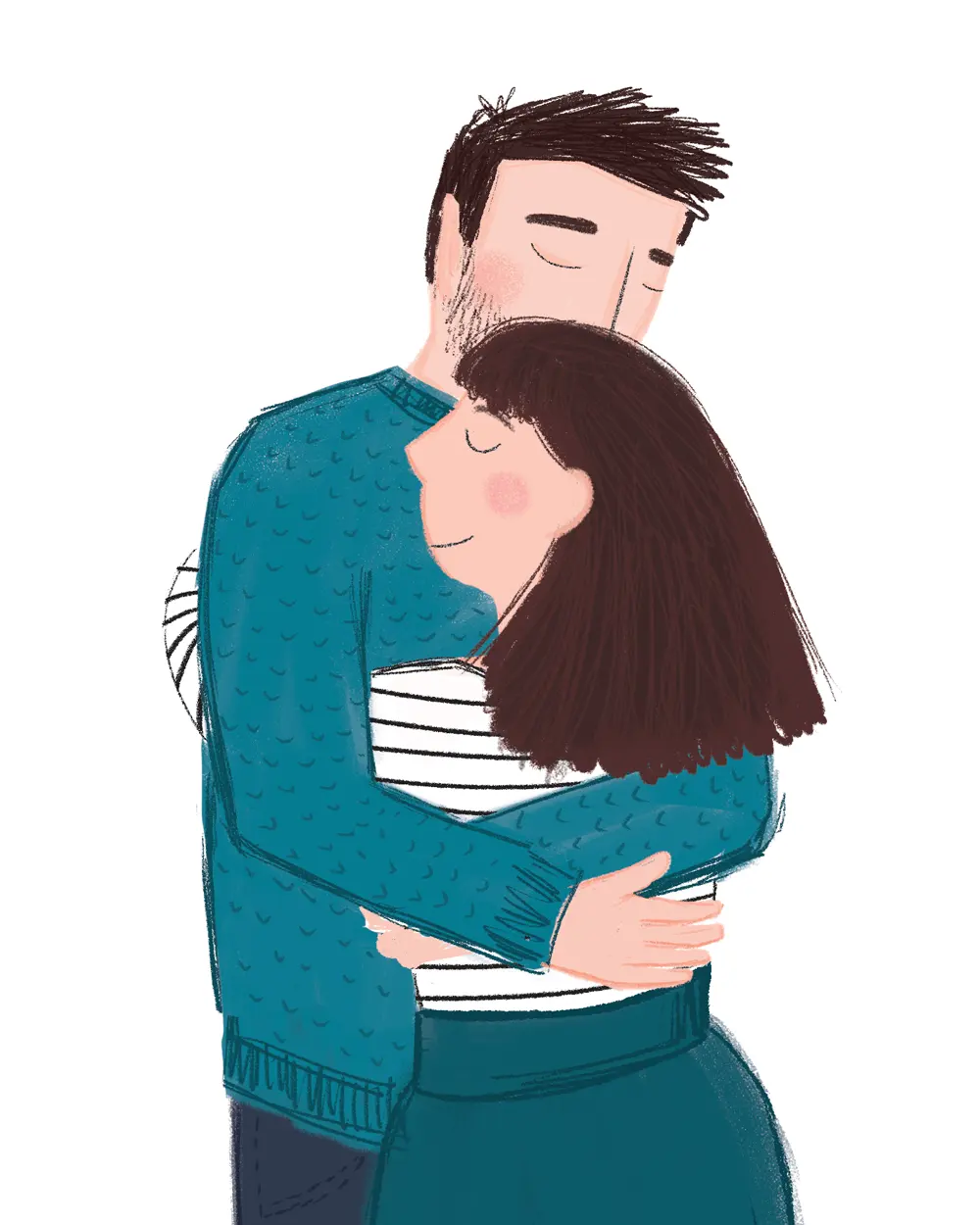 How do you draw a hug