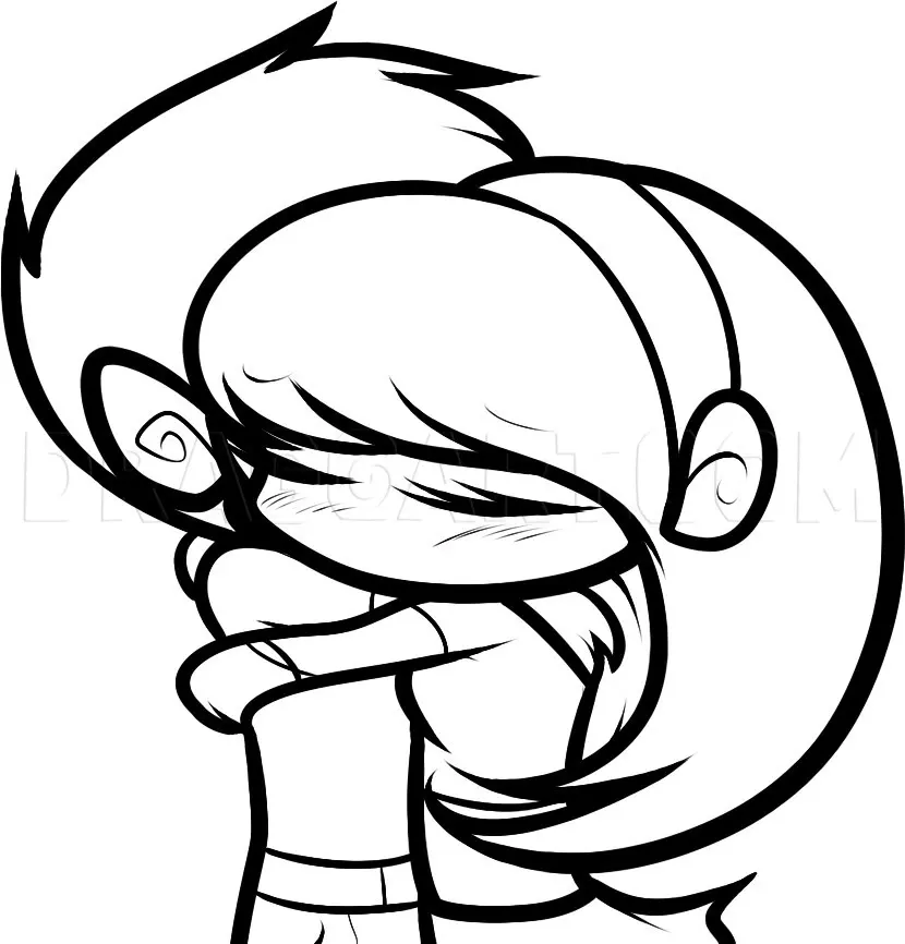 How To Draw A Hug For Kids, Drawing, Step by Step, by Dawn