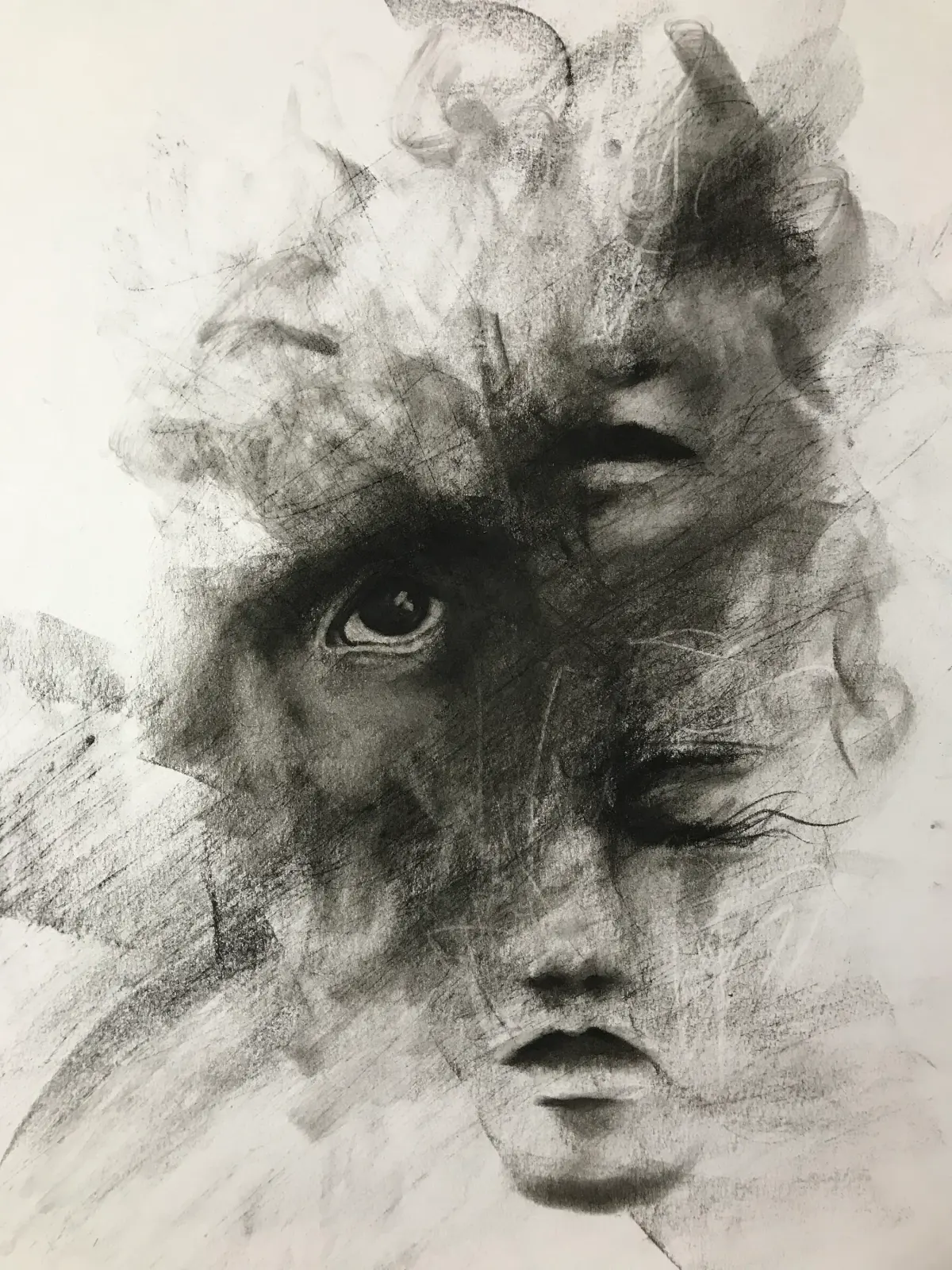 abstract art charcoal drawing (watch me)