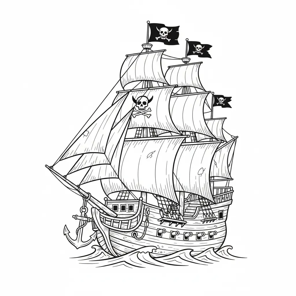 how to draw a pirate ship