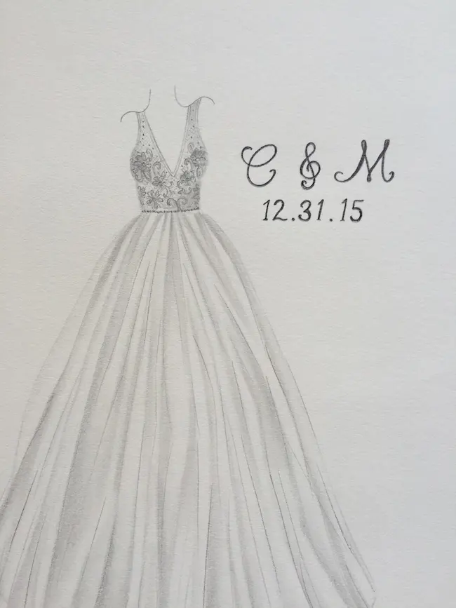 Commemorate Your Wedding Gown With a Sweet Sketch Of It from Brushing Bride