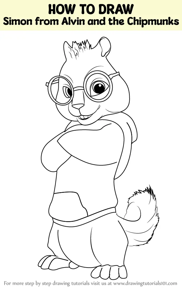 How to Draw Simon from Alvin and the Chipmunks (Alvin and the Chipmunks) Step by Step