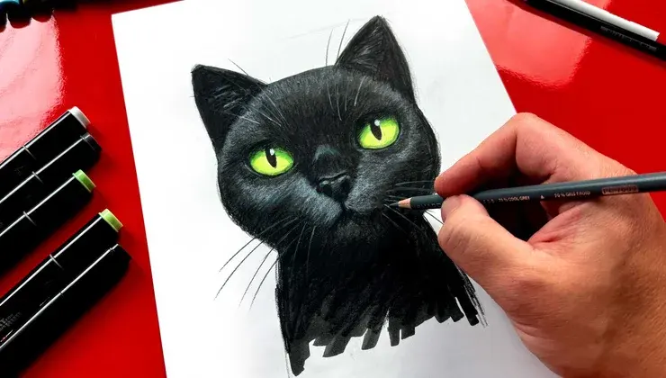 How To Draw A Realistic Black Cat