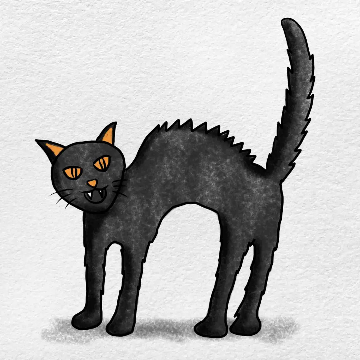 Easy Black Cat Drawing