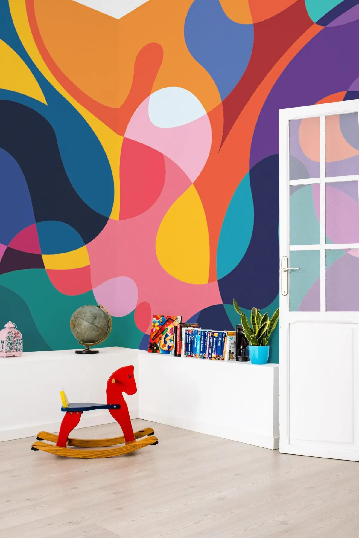 Colorful Geometric removable mural / Peel and Stick Bold Abstract pattern