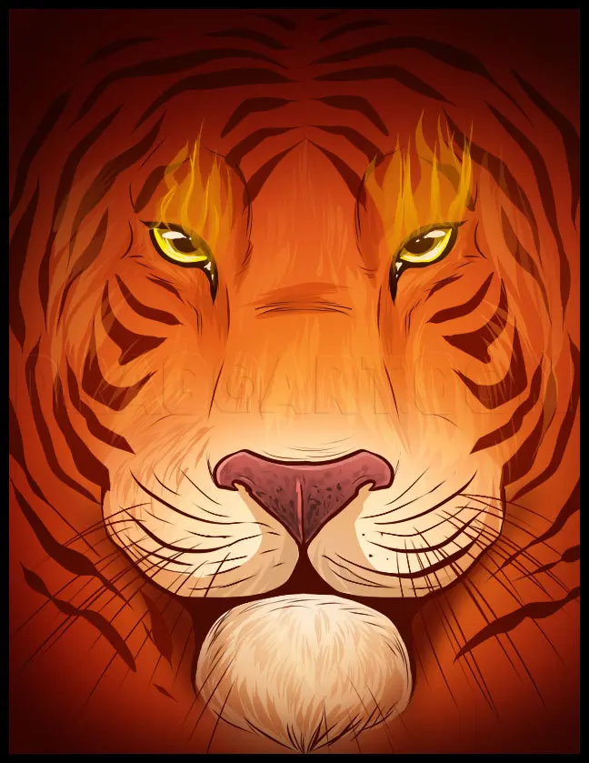 How To Draw A Tiger Face, Drawing, Step by Step, by Dawn