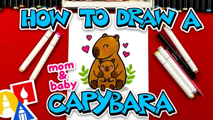 How To Draw A Mom And Baby Capybara