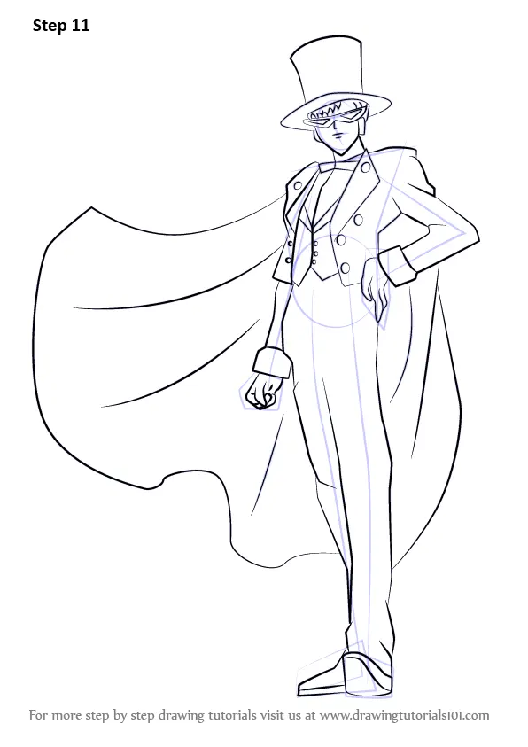 How to Draw Tuxedo Mask from Sailor Moon (Sailor Moon) Step by Step