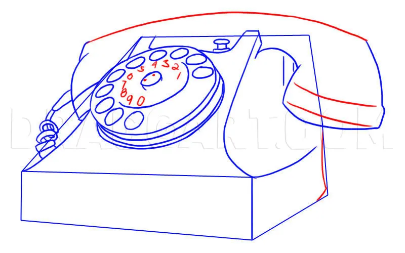How To Draw A Phone, Telephone, Drawing, Step by Step, by Dawn