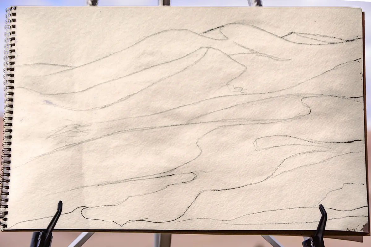 How do you draw a sand dune step by step