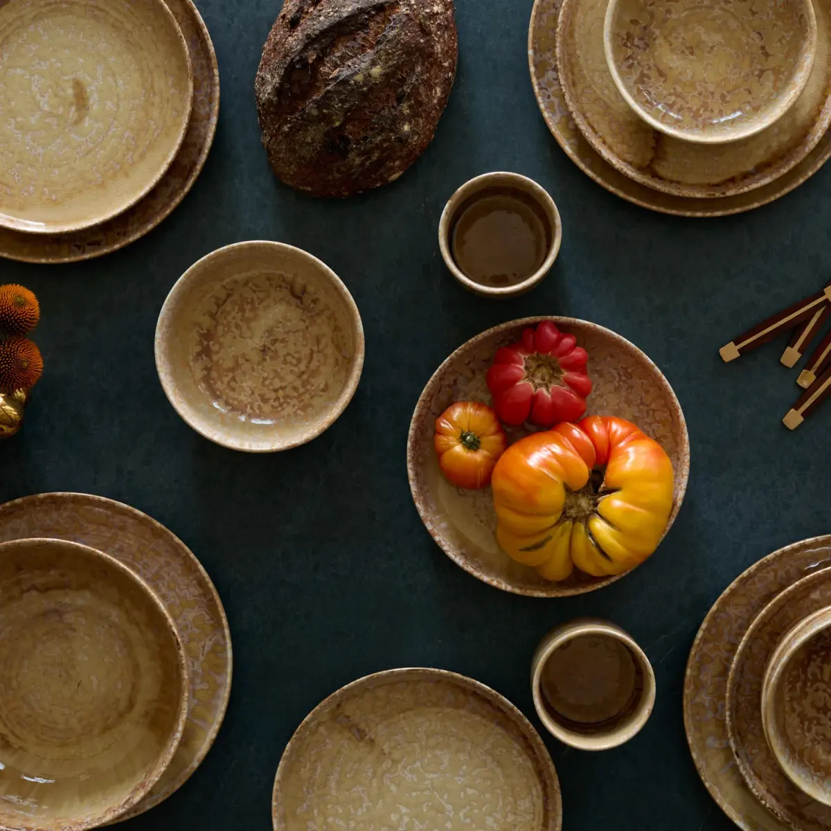 Hanami Stoneware Dinner Plate Set, Sand, Set of Four