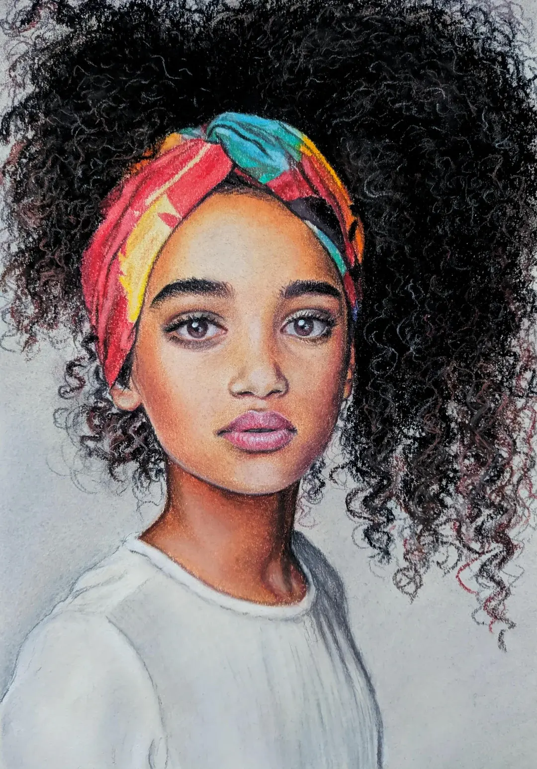 Girl with curly hair, Me, Soft Pastels, 2021