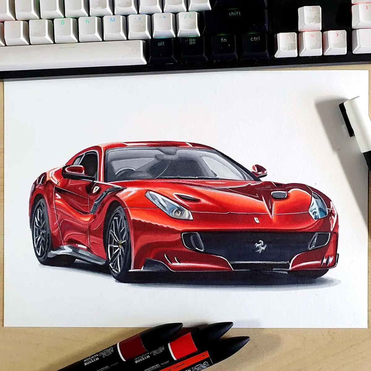 Realistic Step-by-Step Ferrari F12 TDF Drawing Tutorial