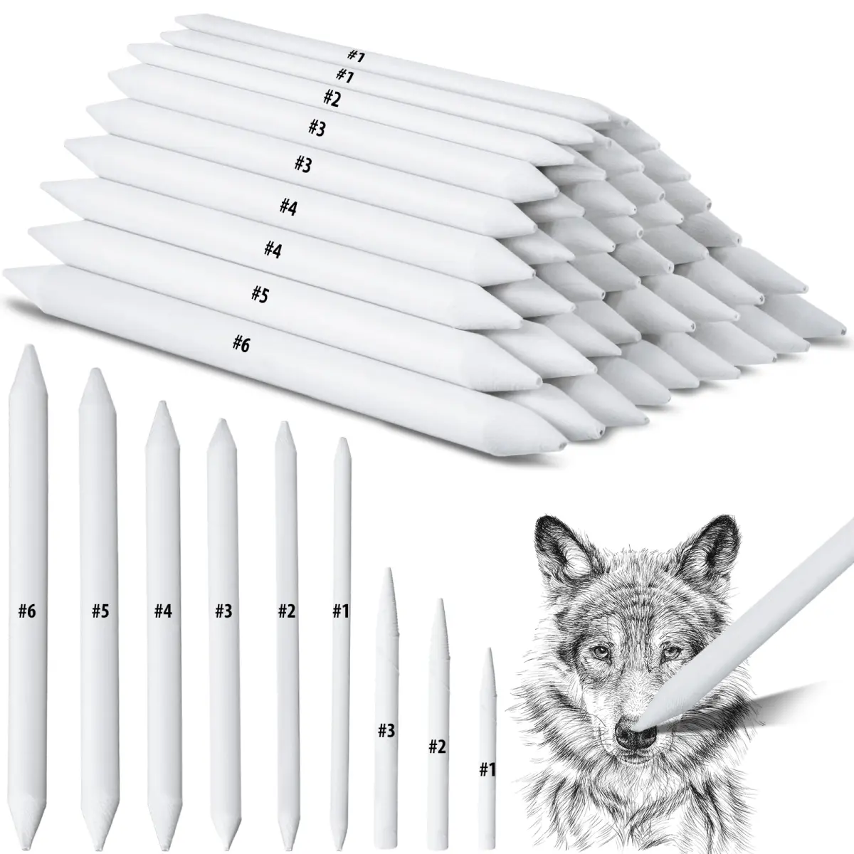 Fulmoon 288 Pcs Blending Stump and Tortillion Set Paper Art Blenders for Drawing Sketch Shading Pencil Oil Pas
