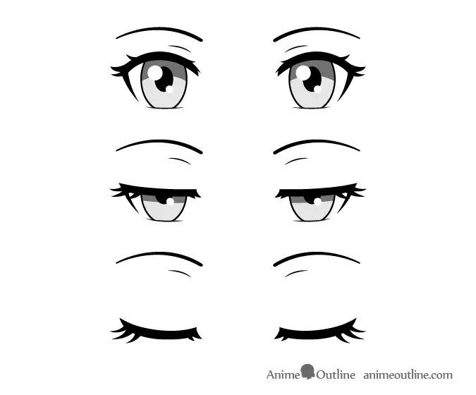 How to Draw Closed, Closing & Squinted Anime Eyes