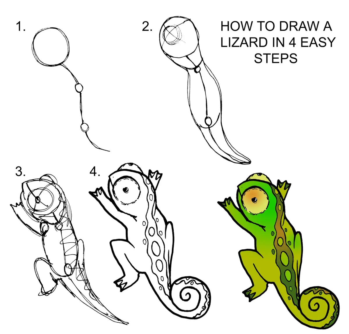 DARYL HOBSON ARTWORK: How To Draw A Lizard Step By Step