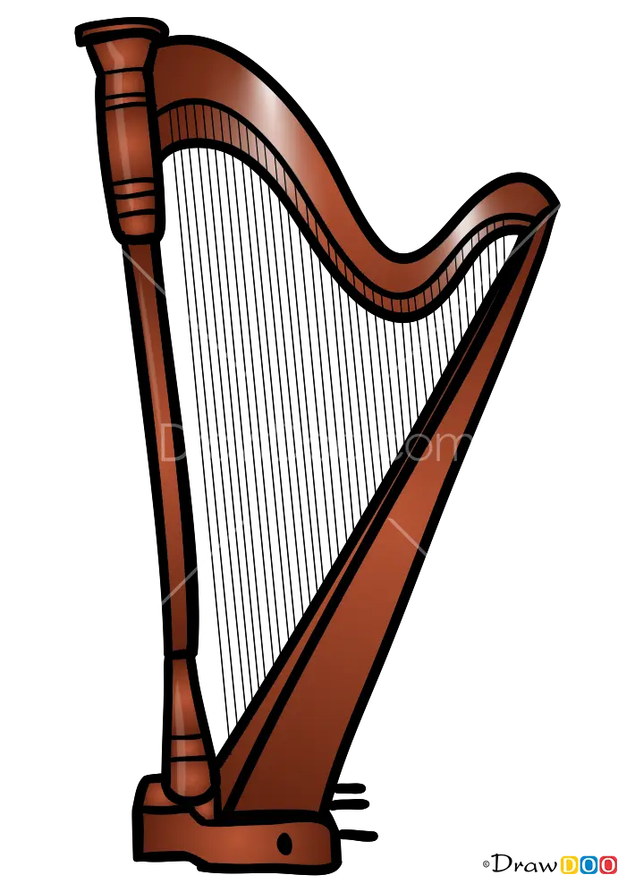 How to Draw Harp Step by Step
