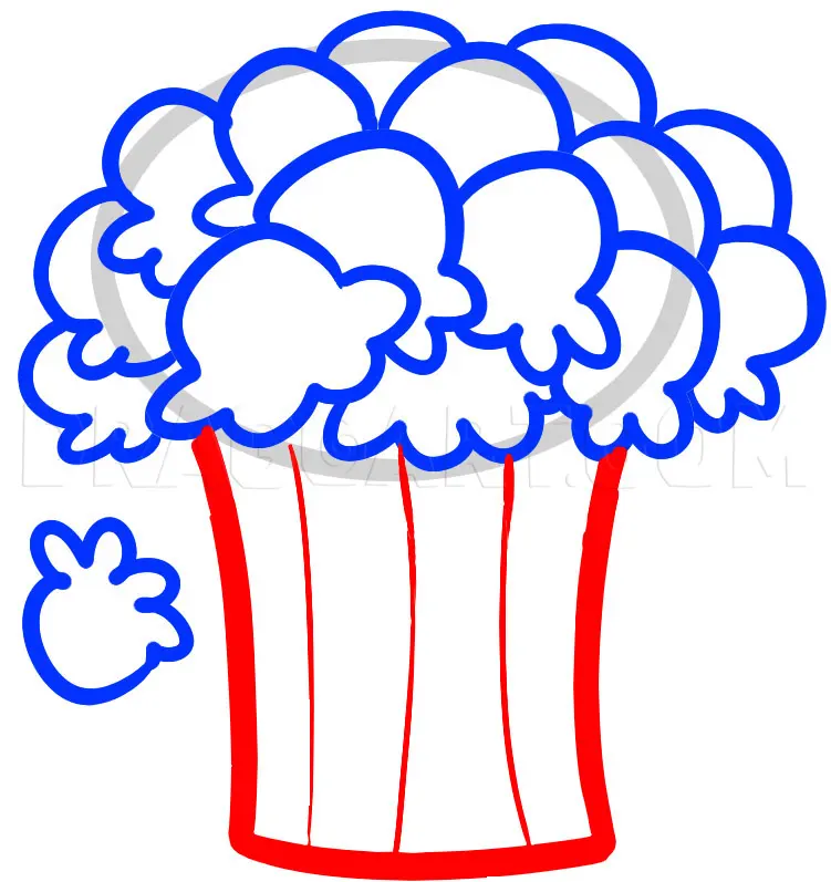 How To Draw Popcorn, Popcorn, Drawing, Step by Step, by Dawn