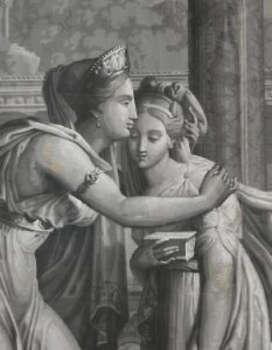 Grisaille depicting the reconciliation of Venus and Psyche