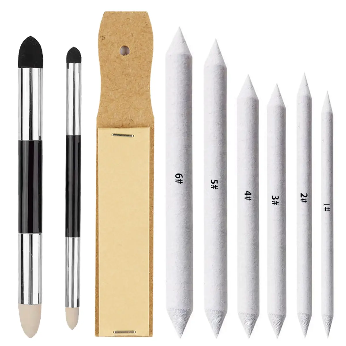 Haojiaho Blending Stump, 9pcs Blending Stumps, Blending Sponge Pens and Sandpaper Pencil Sharpener, Washable &