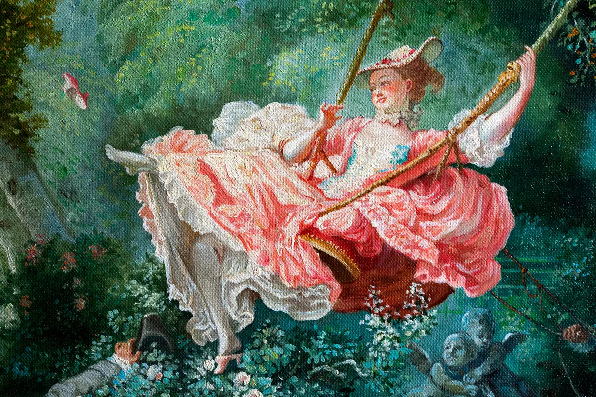 The Swing Fragonard reproduction, hand-painted in oil on canvas