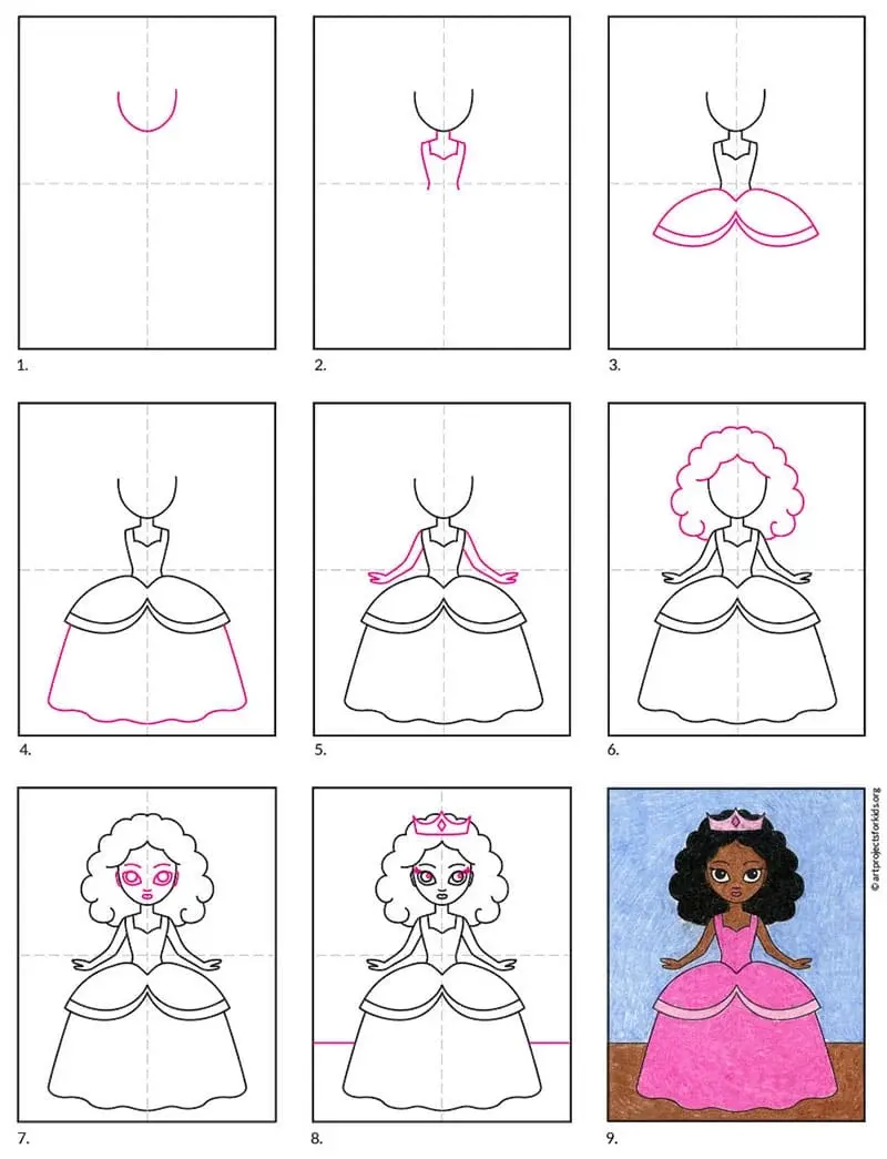 Easy How to Draw a Princess Tutorial