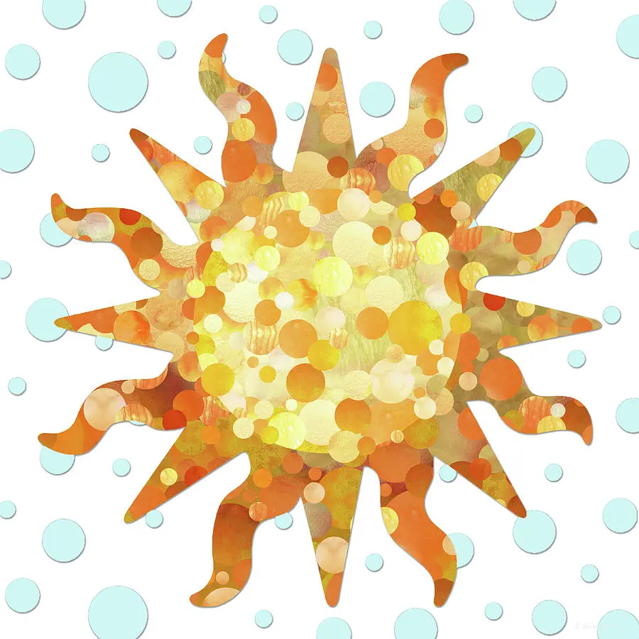 Whimsical Big Sun Symbol Art Painting by Sharon Cummings
