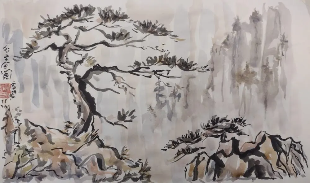 Shan Hui' (Mountain and River): Chinese Brush & Ink Painting