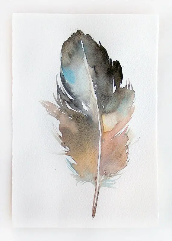 Watercolor Feather Painting
