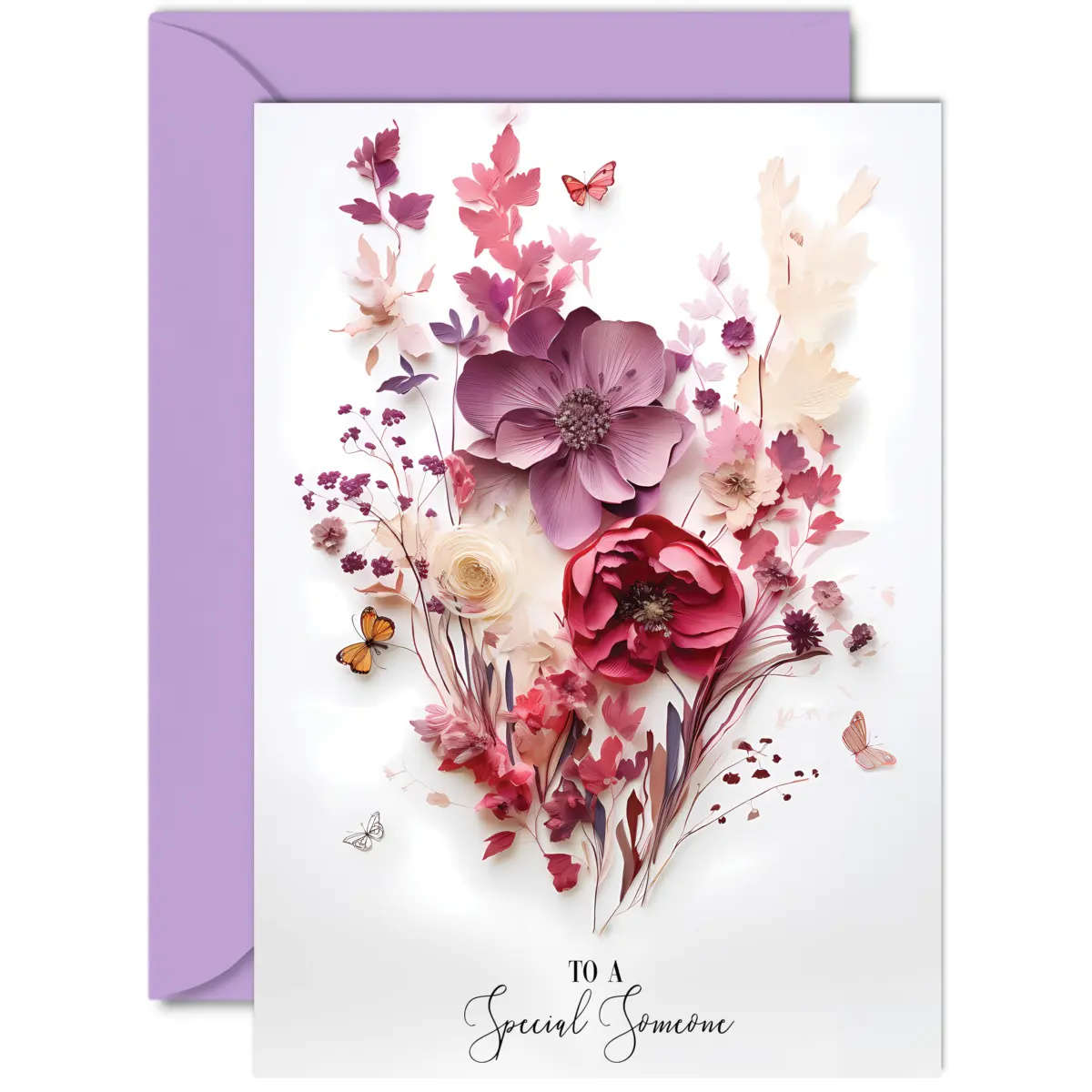 Giftzie Beautiful Greeting Card for Women, Bouquet Pressed Flowers