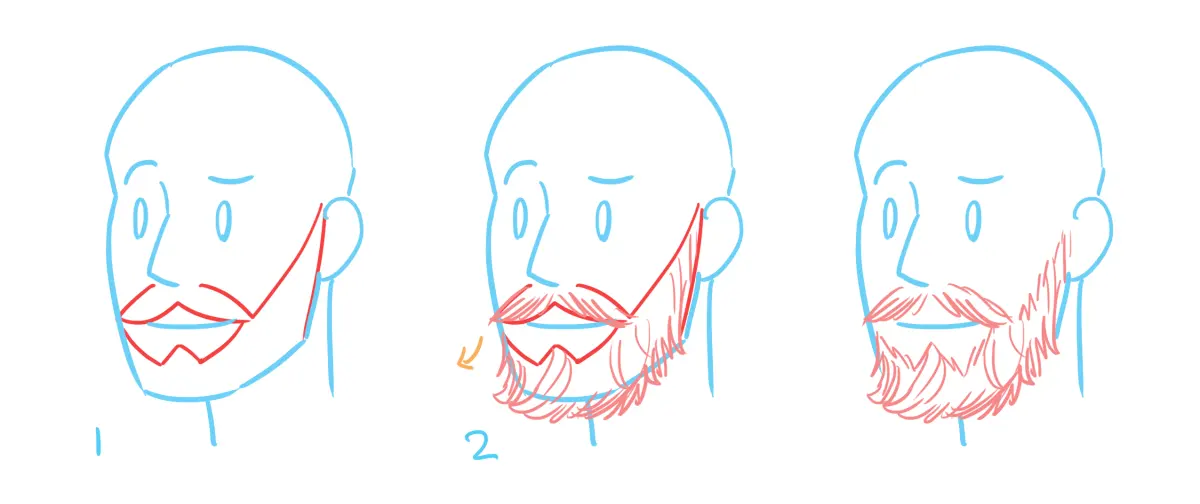 How do you draw a beard step by step