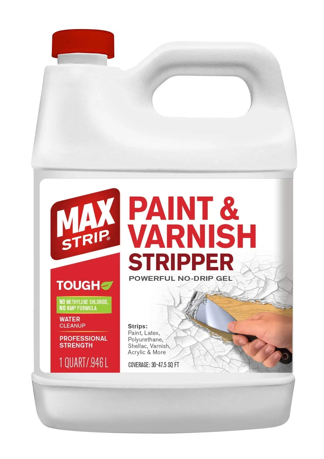 Max Strip Paint & Varnish Stripper Gel, Safe Wood & Metal Stripper, 1 Qt