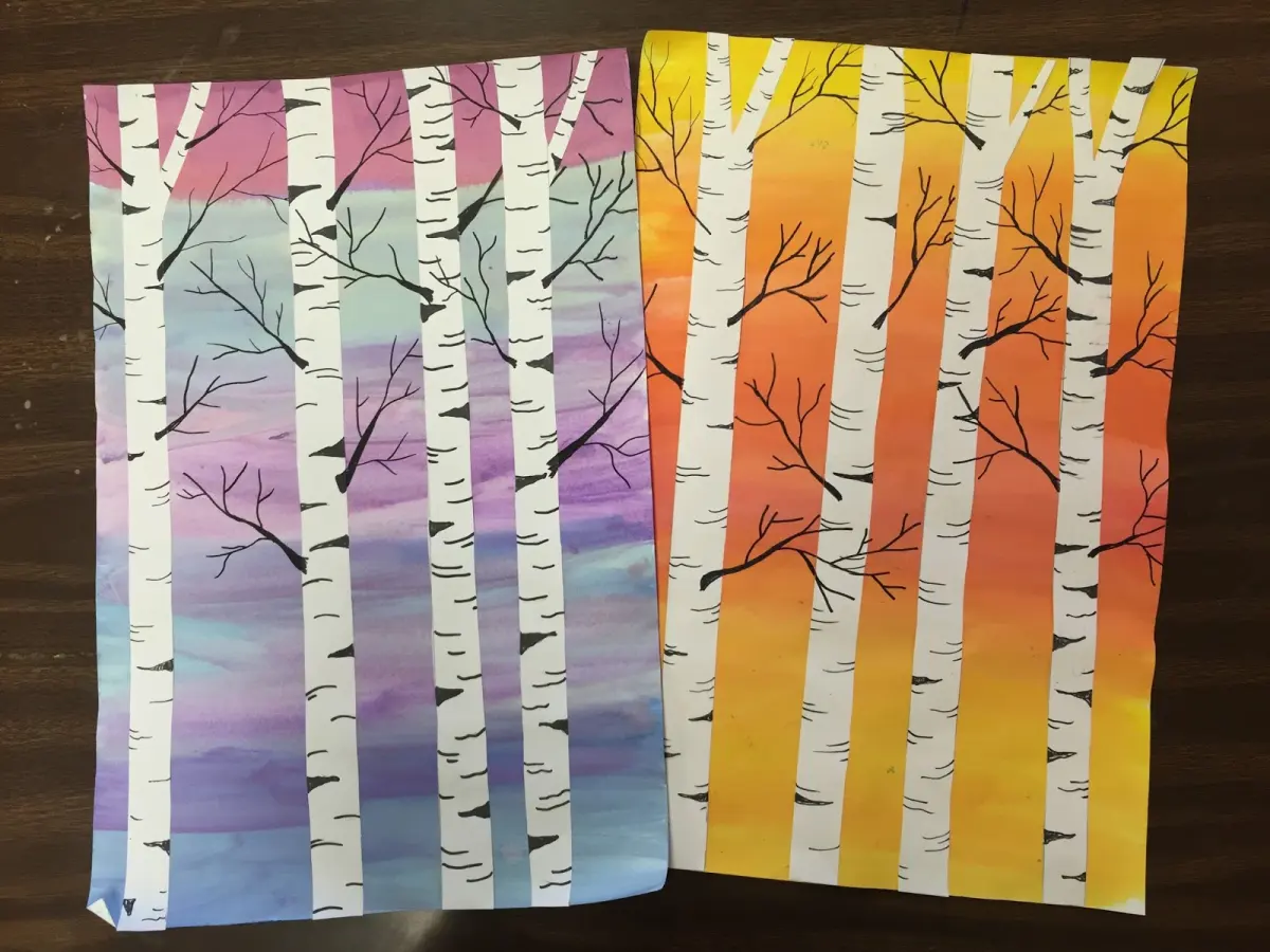 Elements of the Art Room: 4th Grade Fall Birch Trees