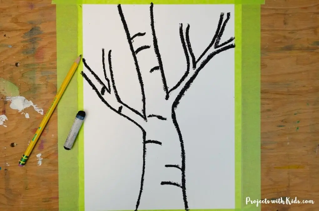 Easy Watercolor Resist Birch Tree Painting for Kids to Make