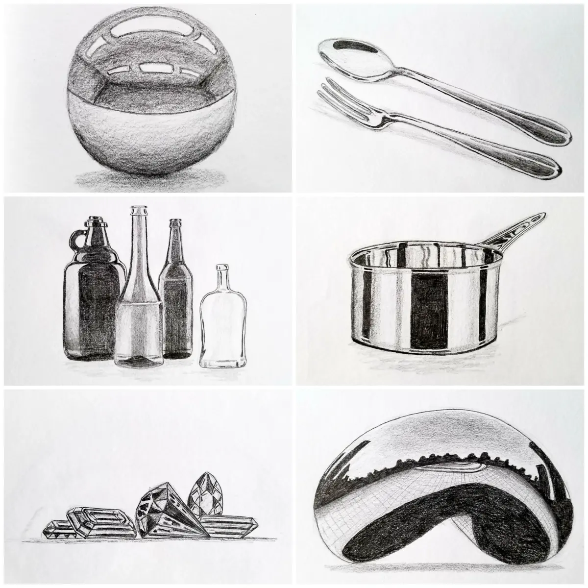 Part 26 of my sketch-a-day book. Any critique is welcome. Practicing reflective/shiny objects