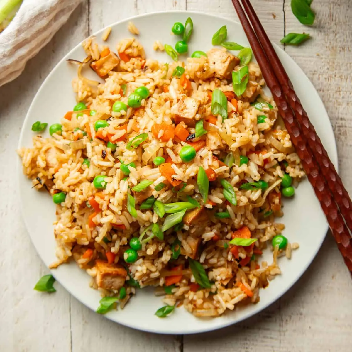 Hibachi Style Japanese Fried Rice with Smoky Baked Tofu