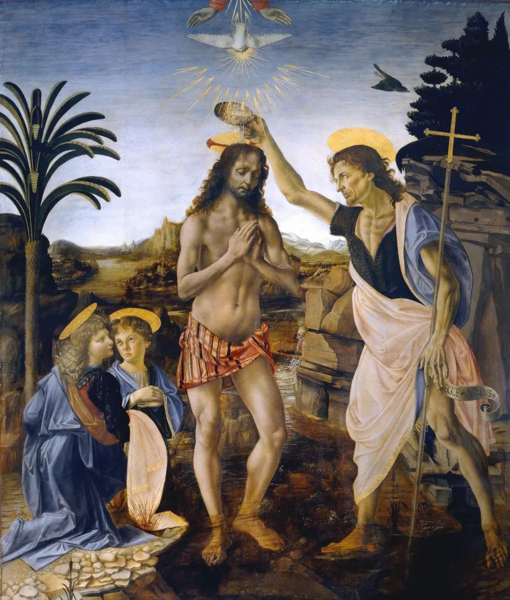 Leonardo's first painting: the Baptism of Christ at the Uffizi Gallery