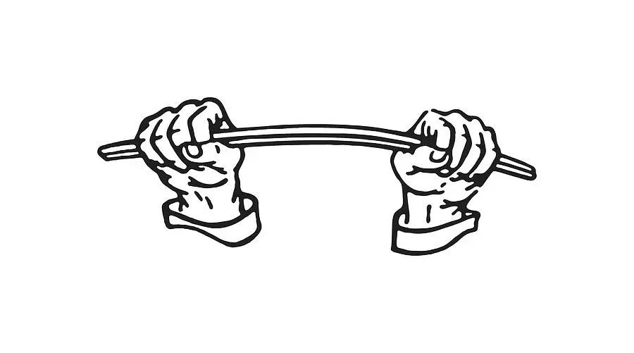Hands Bending a Steel Bar Drawing by CSA