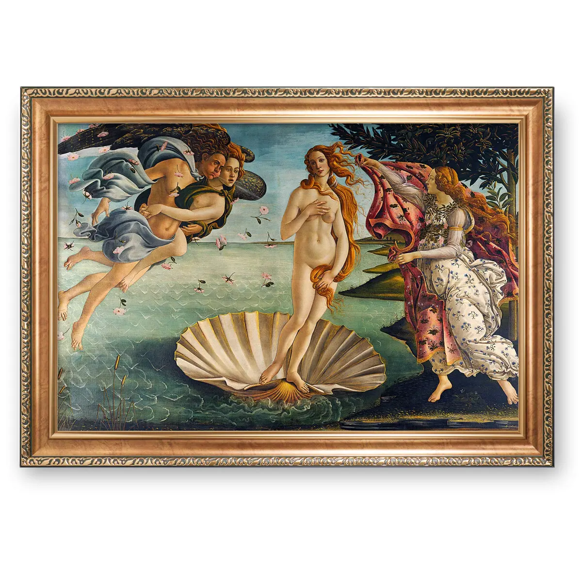 The Birth of Venus by Sandro Botticelli,Gold Embossed Framed Art