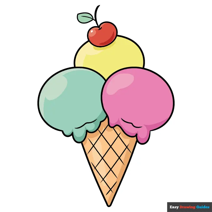 How to Draw an Easy Cartoon Ice Cream Cone
