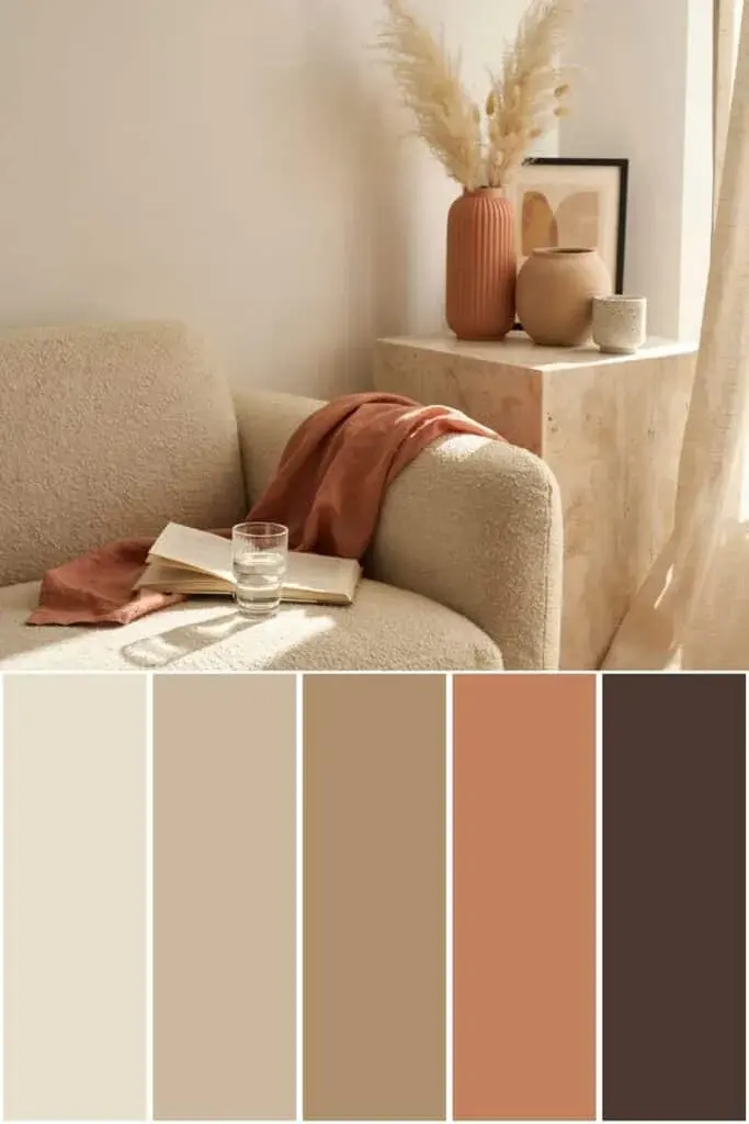 Neutral and Terracotta Living Room Color Palette
