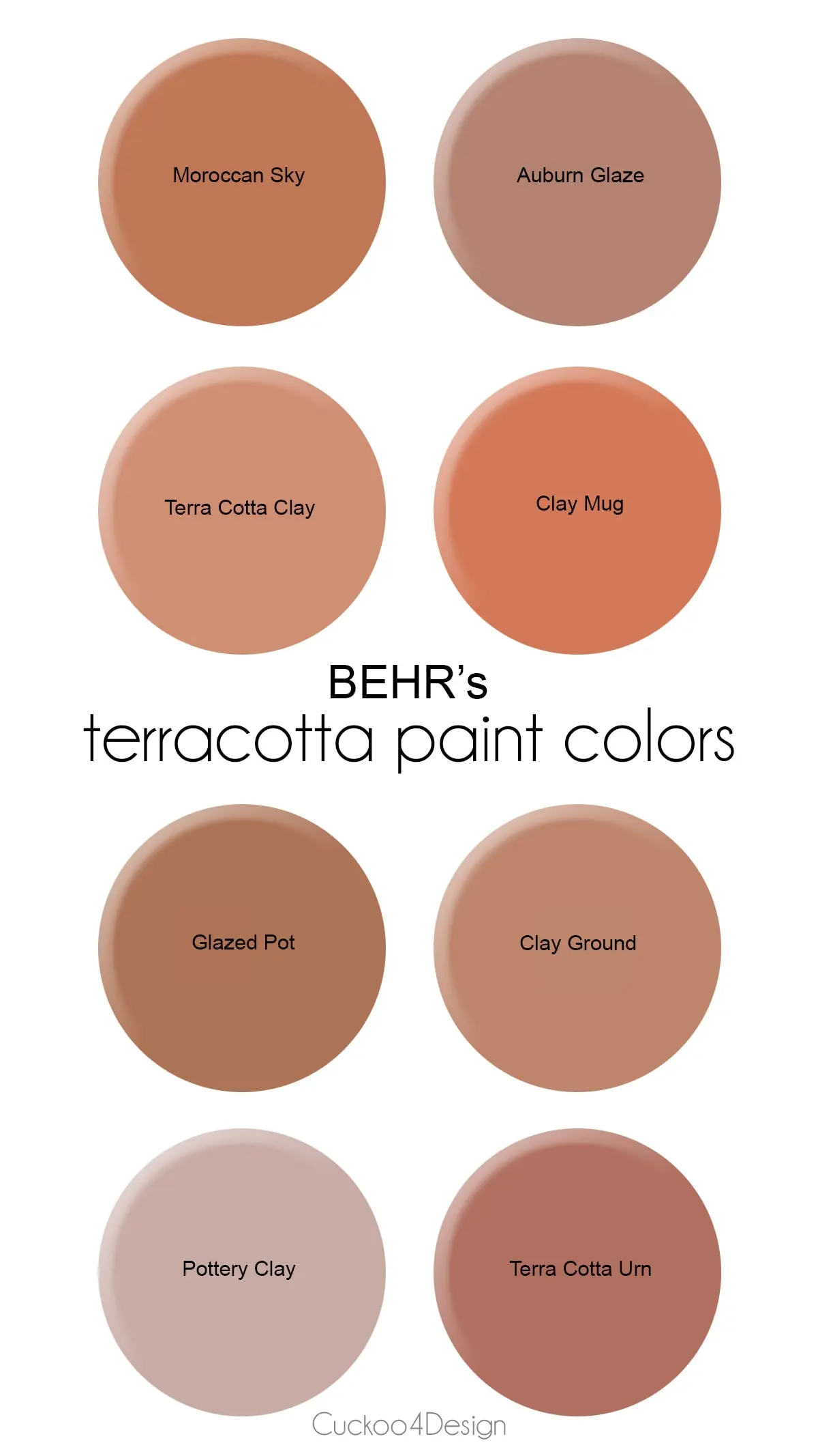 My favorite shades of terracotta paint colors from different brands