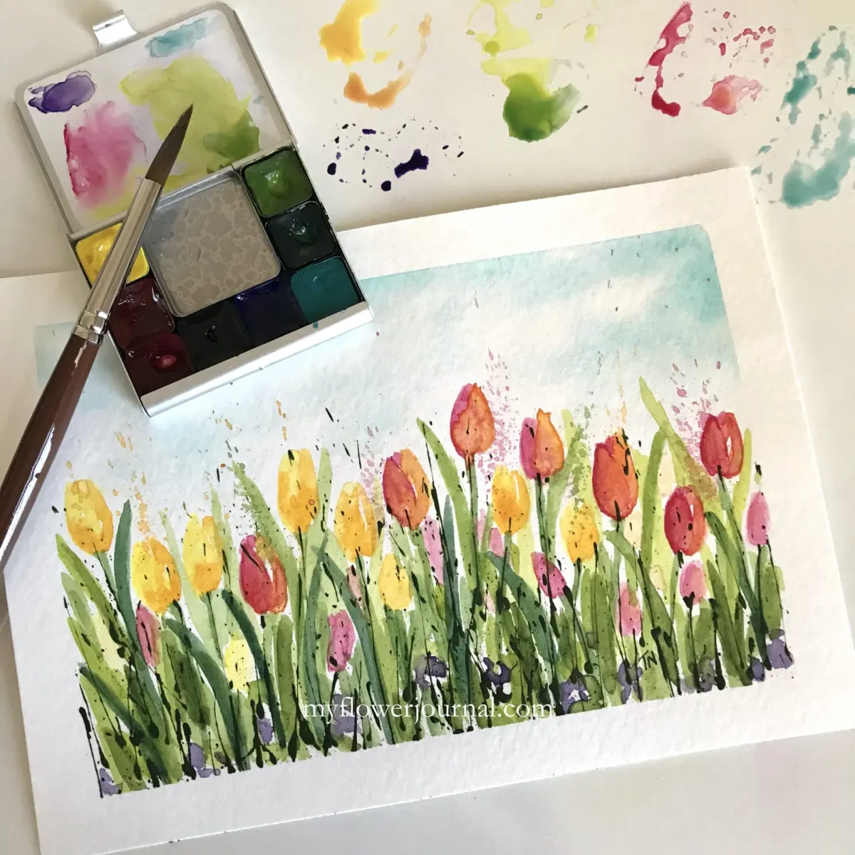 Easy Watercolor Tulip Tutorial