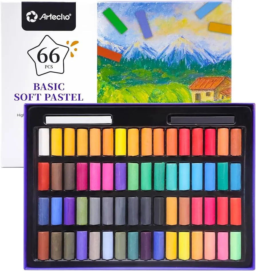 Artecho 66pcs Soft Pastels, 64 Colors