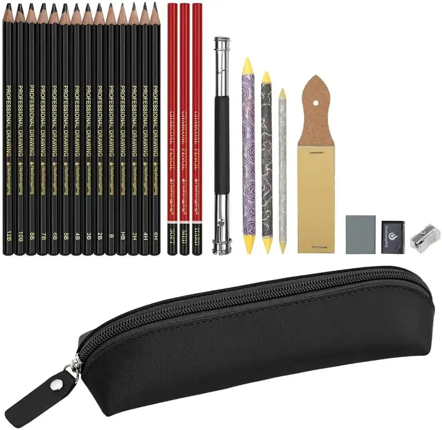 Heshengping, Sketching and Drawing Pencils Set-26pcs,Art Supplies Drawing Kit,Graphite Charcoal Professional P