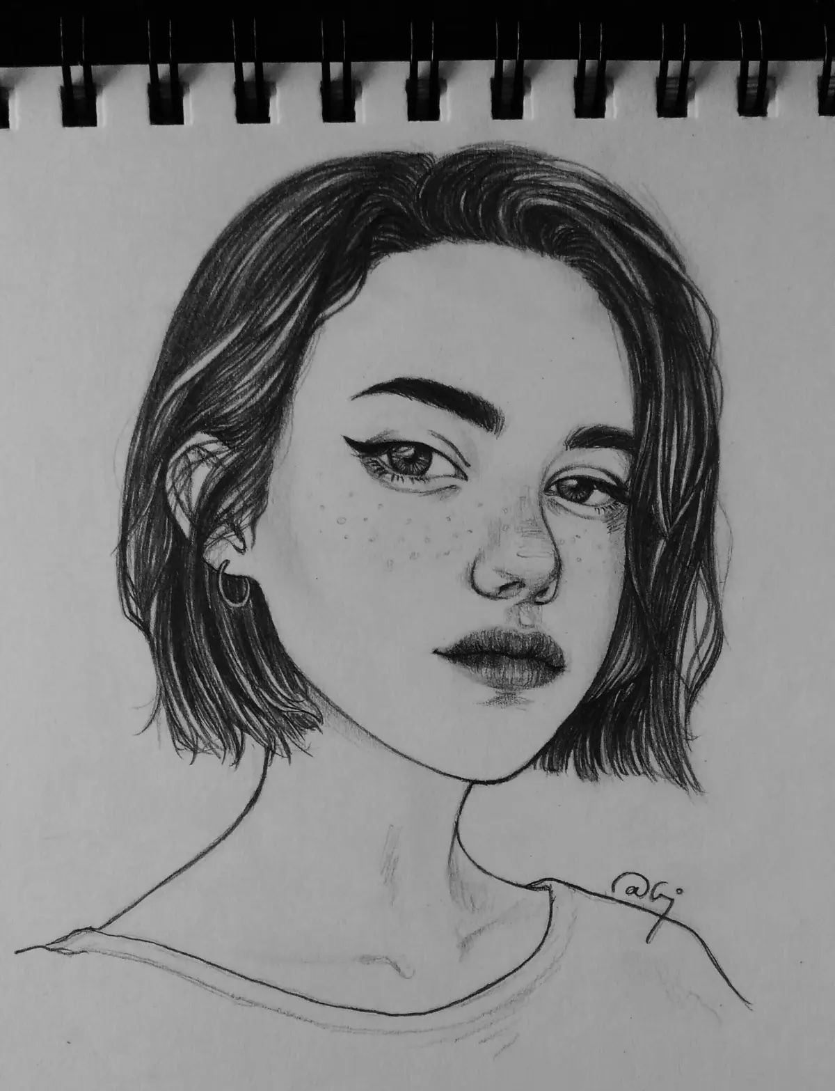 Freckles make them prettier, pencil art, A5 size, 2018