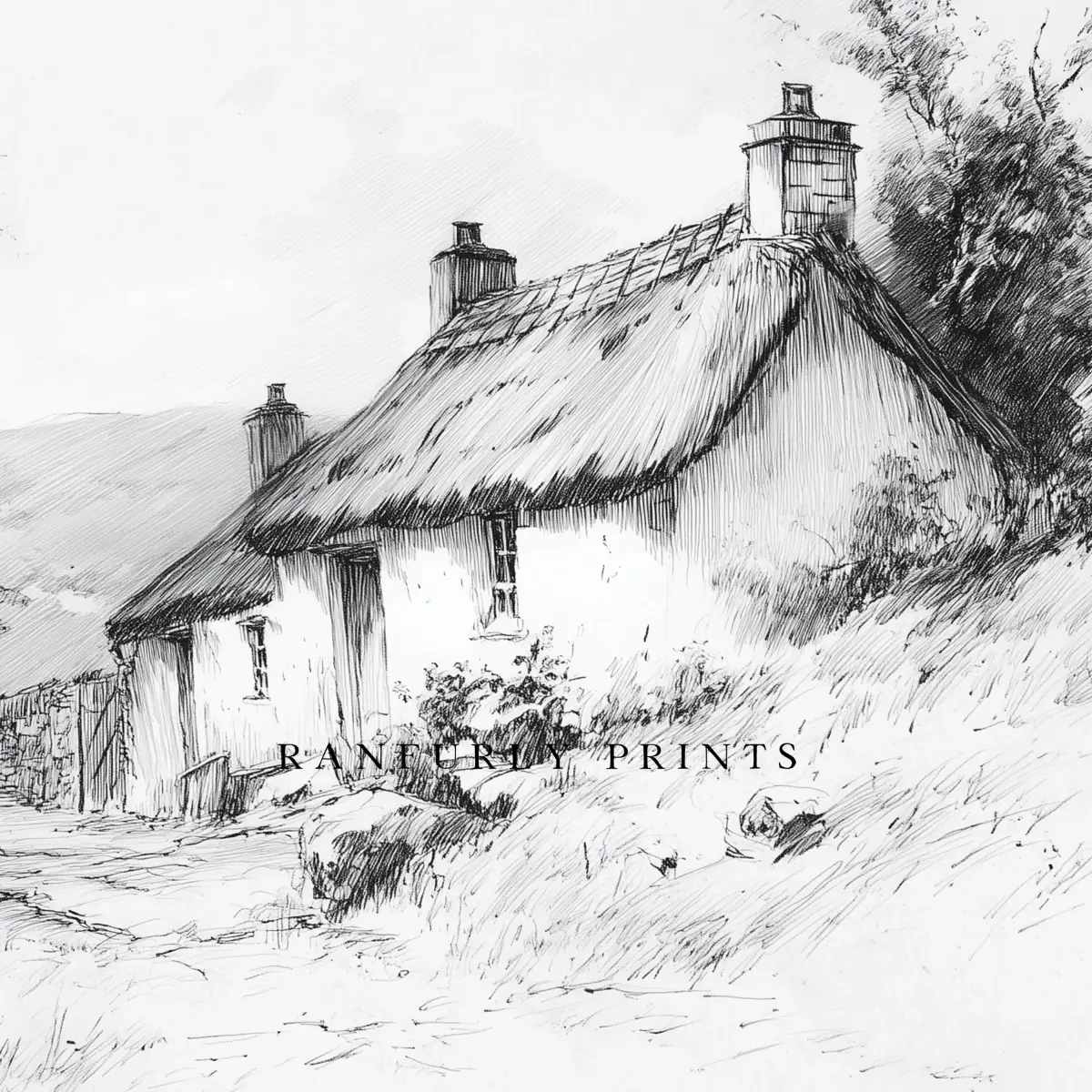 Thatched Cottage Pencil Sketch