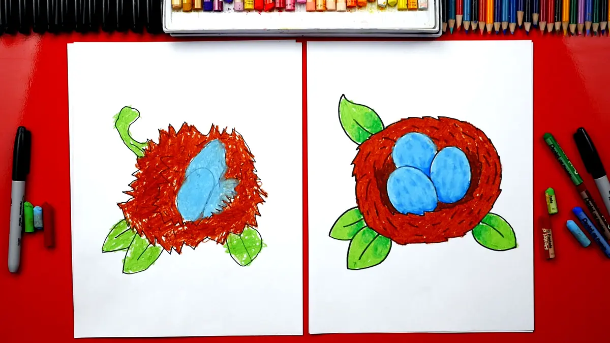 How To Draw A Bird's Nest With Eggs